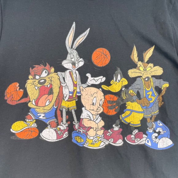 Looney Tunes Basketball Team Graphic T-Shirt Black Unisex Size Medium - Picture 5 of 14